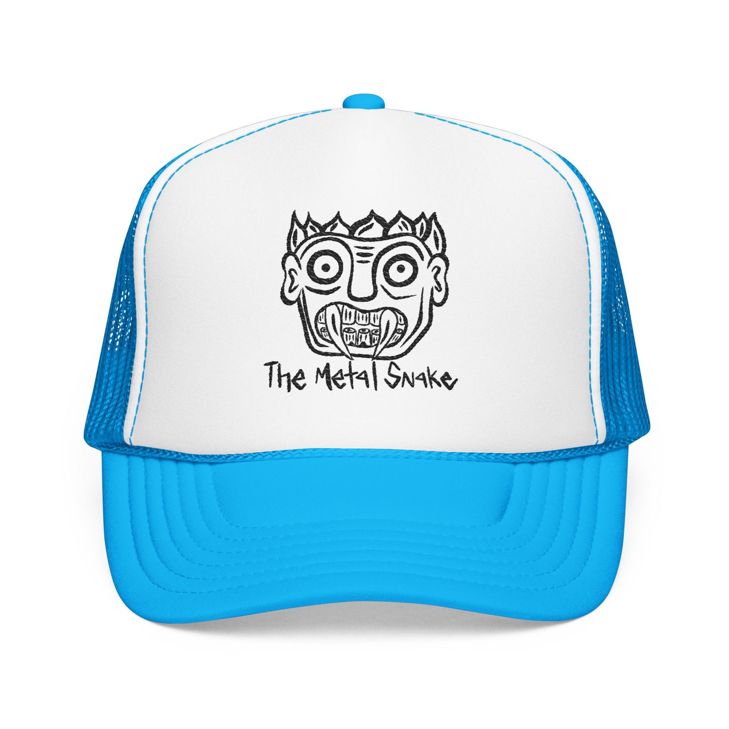 Metal Snake Trucker Hat — Hand-Drawn Punk Face Foam Cap