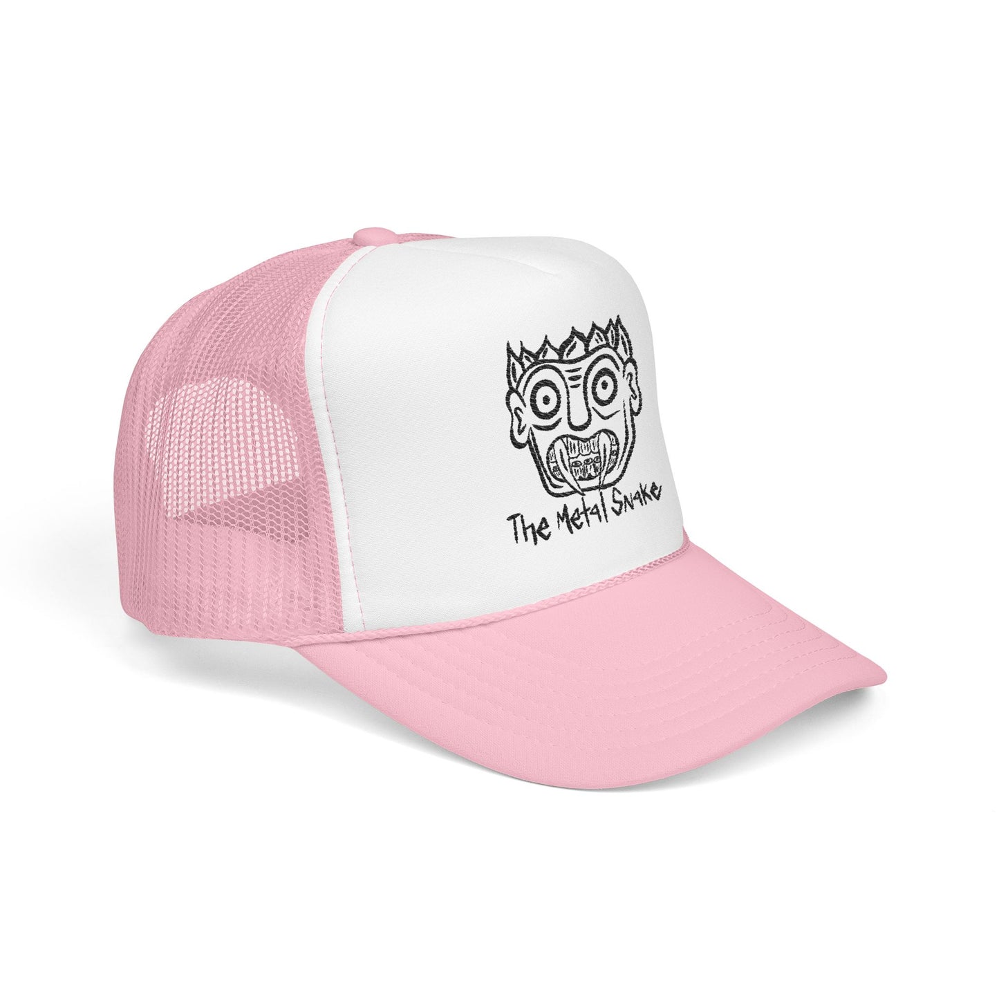 Metal Snake Trucker Hat — Hand-Drawn Punk Face Foam Cap