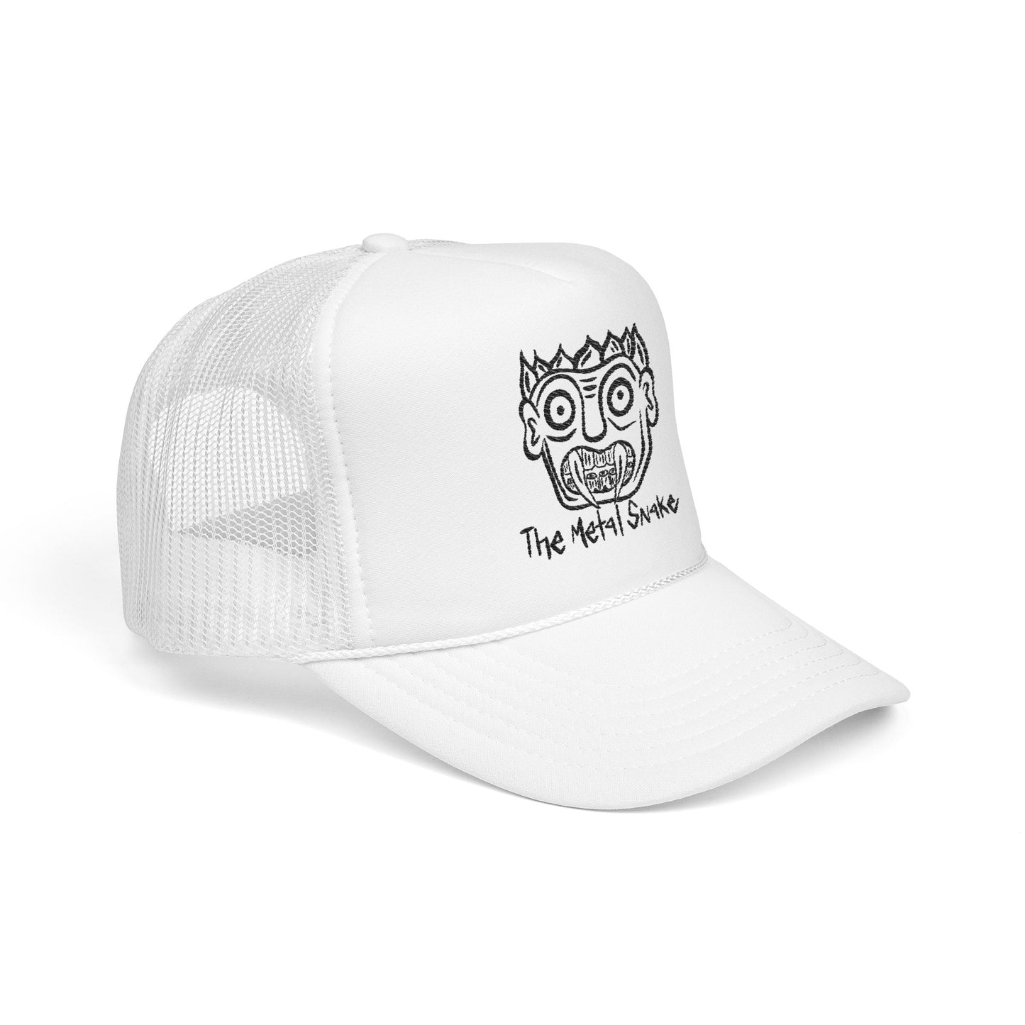 Metal Snake Trucker Hat — Hand-Drawn Punk Face Foam Cap