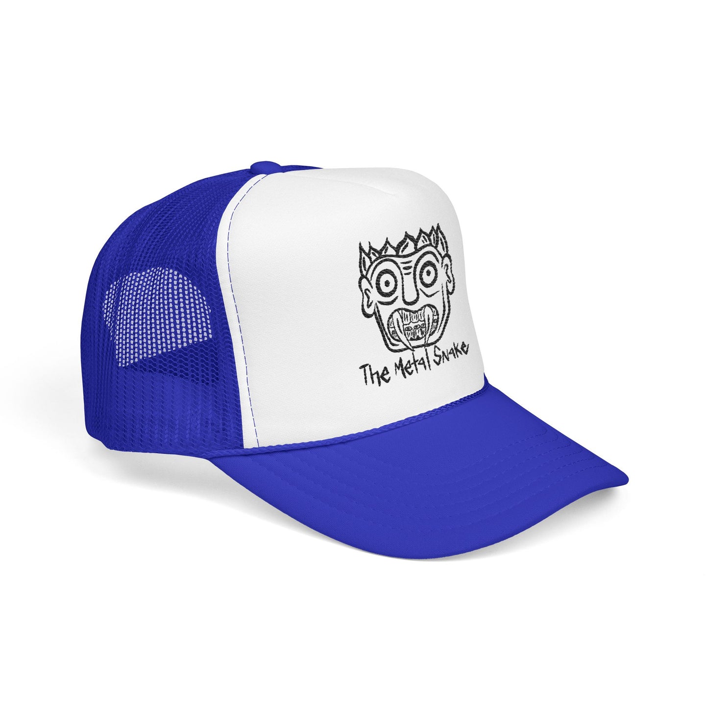 Metal Snake Trucker Hat — Hand-Drawn Punk Face Foam Cap