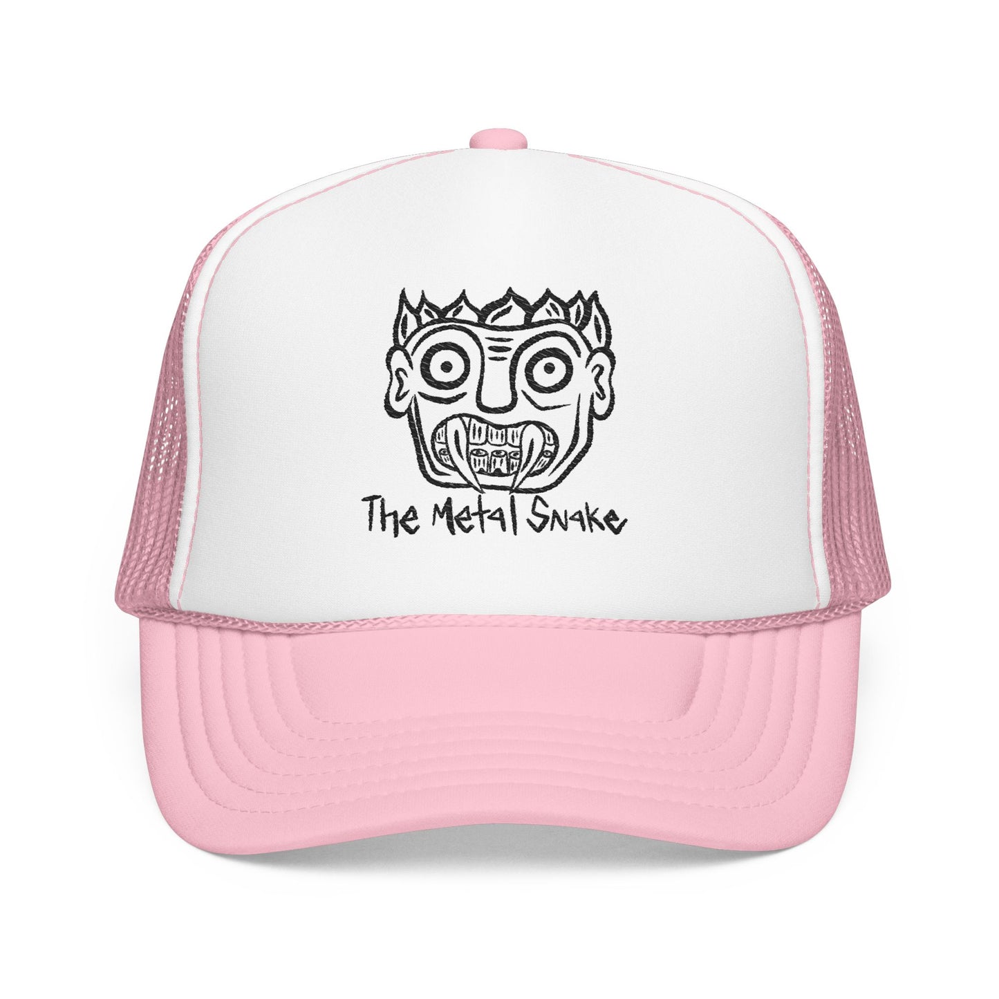 Metal Snake Trucker Hat — Hand-Drawn Punk Face Foam Cap