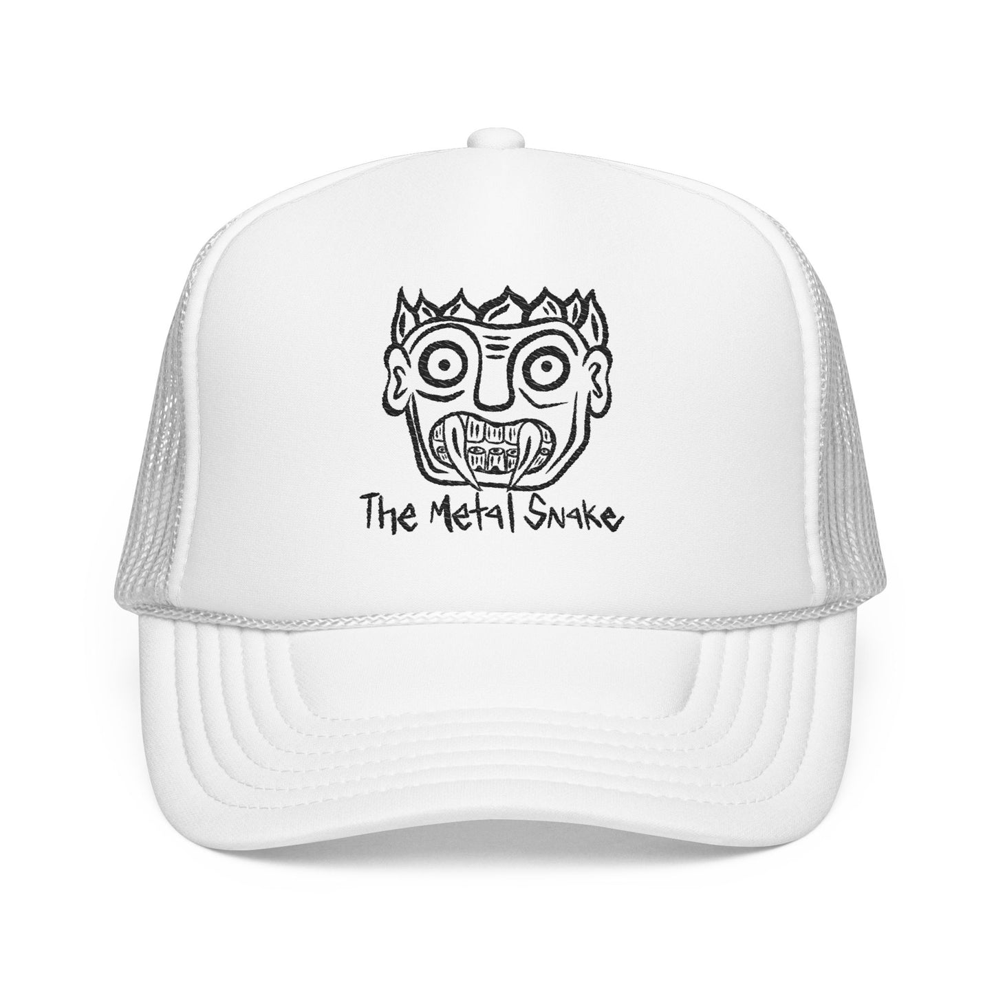 Metal Snake Trucker Hat — Hand-Drawn Punk Face Foam Cap