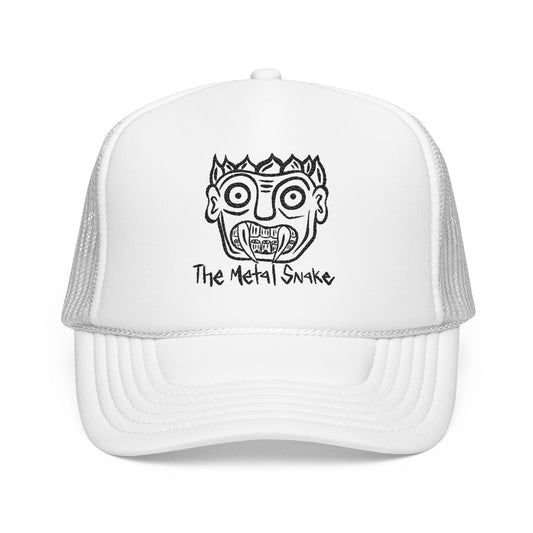 Metal Snake Trucker Hat — Hand-Drawn Punk Face Foam Cap