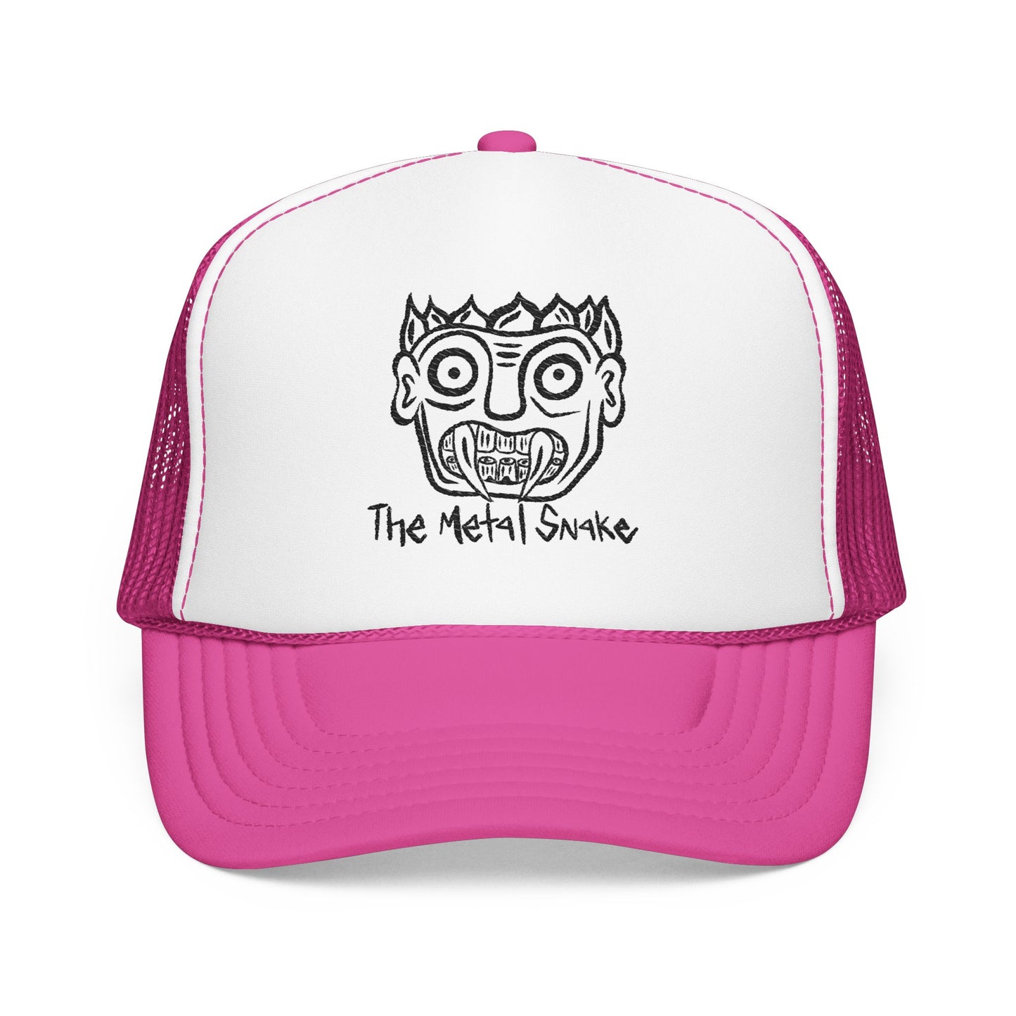 Metal Snake Trucker Hat — Hand-Drawn Punk Face Foam Cap