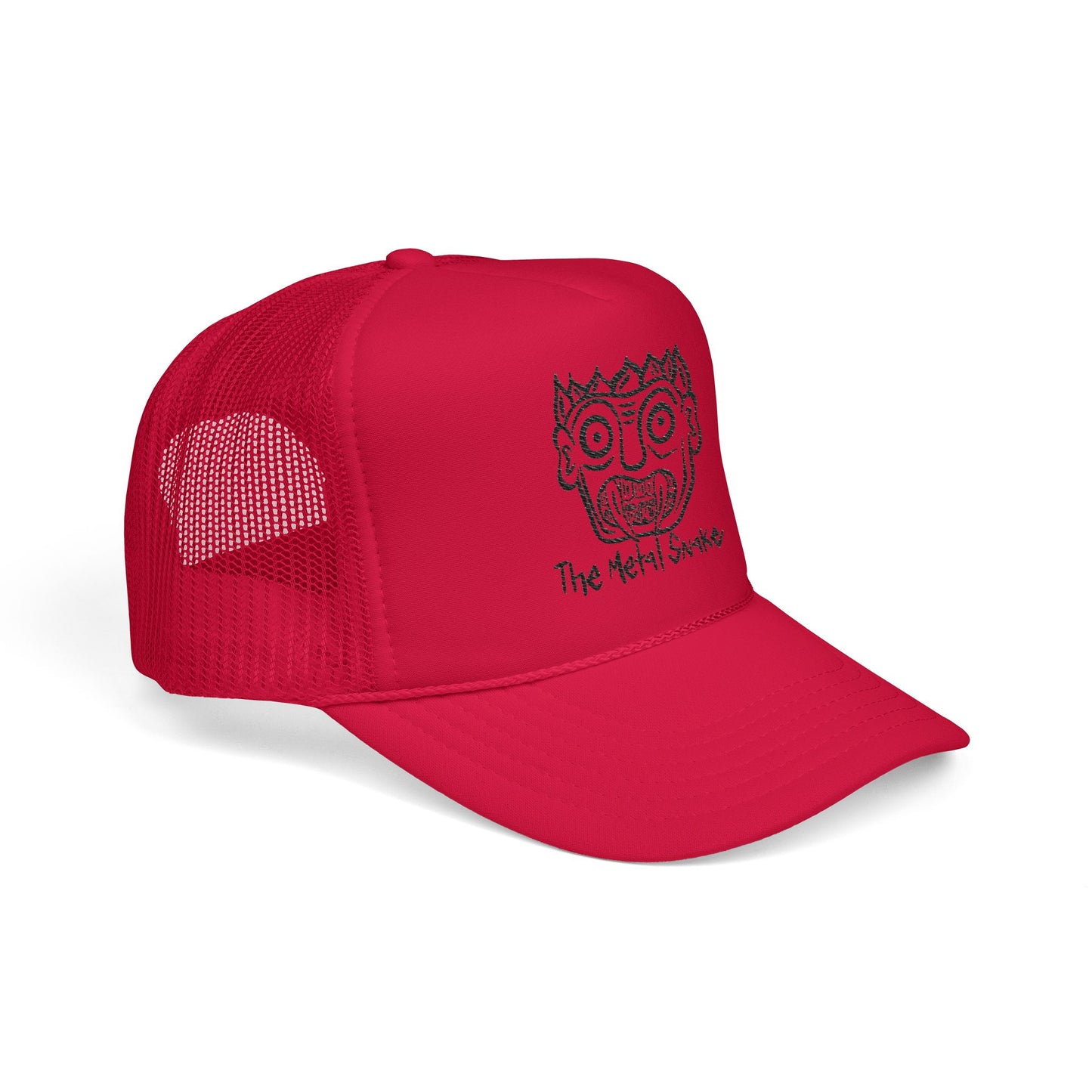 Metal Snake Trucker Hat — Hand-Drawn Punk Face Foam Cap