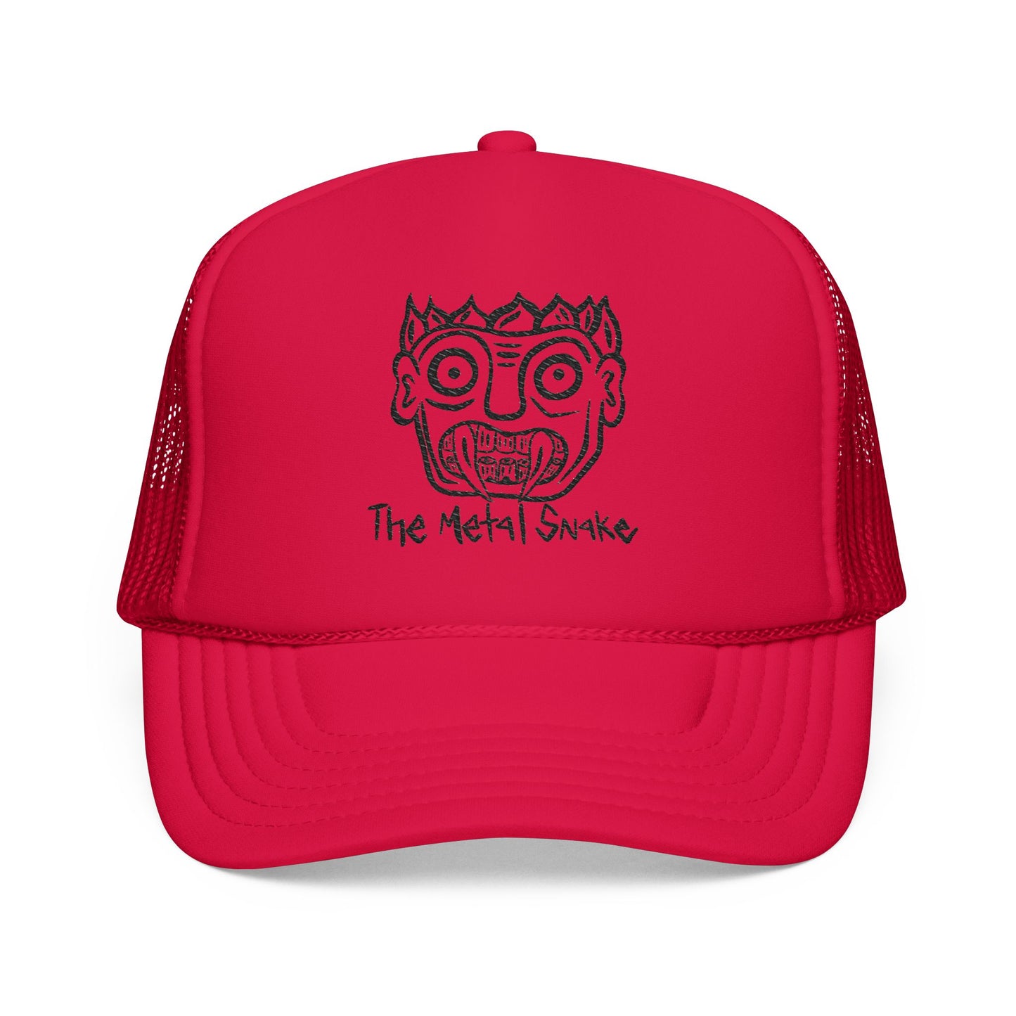 Metal Snake Trucker Hat — Hand-Drawn Punk Face Foam Cap